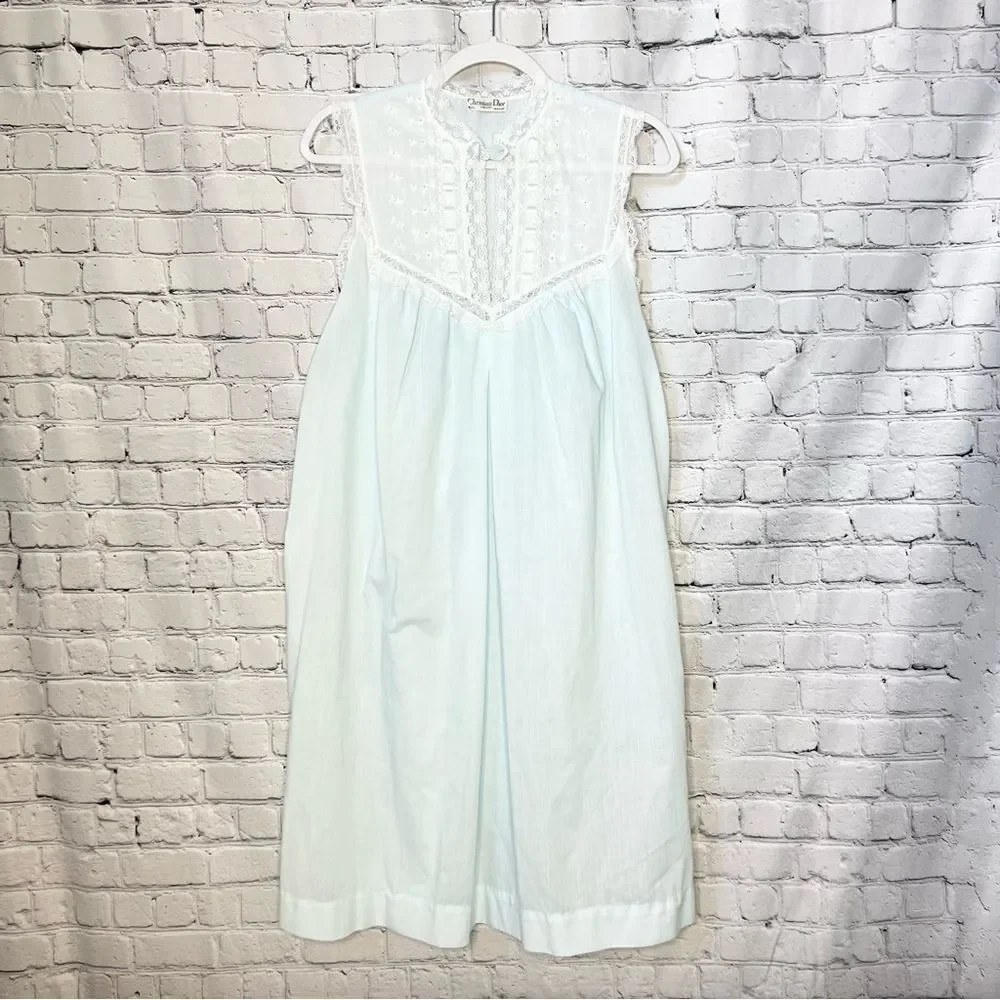 Vintage Christian Dior Blue Embroidered Lingerie Set 1960s/70s Size Medium PJs